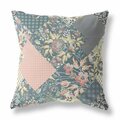 Homeroots 16 in. Boho Floral Indoor & Outdoor Throw Pillow Dark Green & Peach 413940